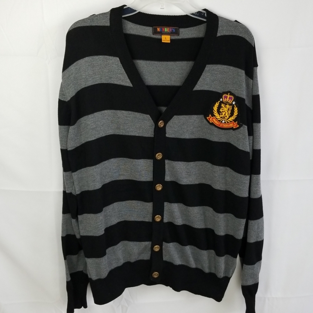 Black and Gray Striped Cardigan